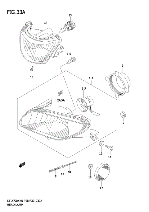 HEADLAMP (MODEL K6 F.NO.5SAAP41A 67110001~)
