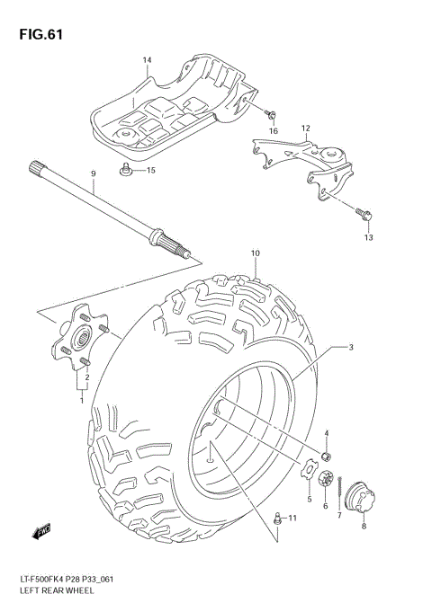 LEFT REAR WHEEL (MODEL K4/K5)