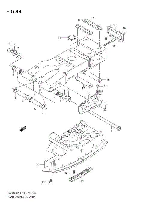 REAR SWINGING ARM (MODEL K3~F.NO.32113657)