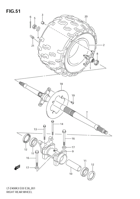 RIGHT REAR WHEEL (MODEL K3)