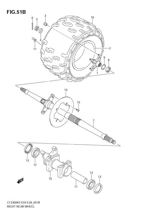 RIGHT REAR WHEEL (MODEL K5/K6/K7)