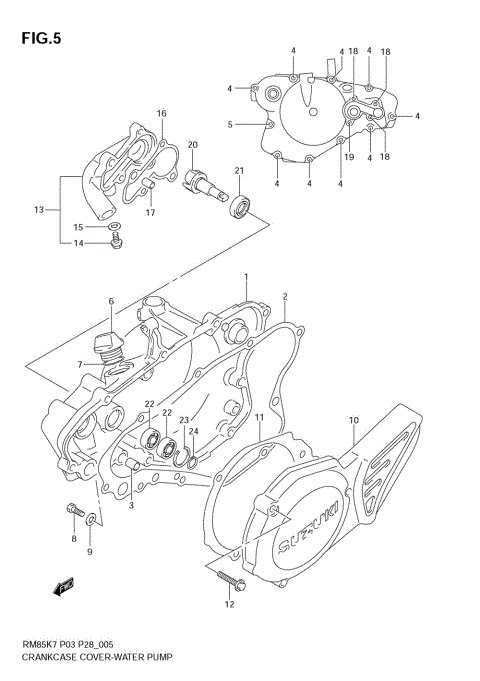 CRANKCASE COVER- WATER PUMP