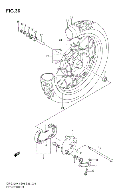 FRONT WHEEL (DR-Z125K3/K4/K5/K6/K7)