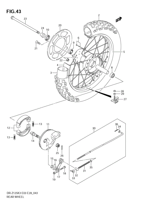REAR WHEEL (DR-Z125K3)