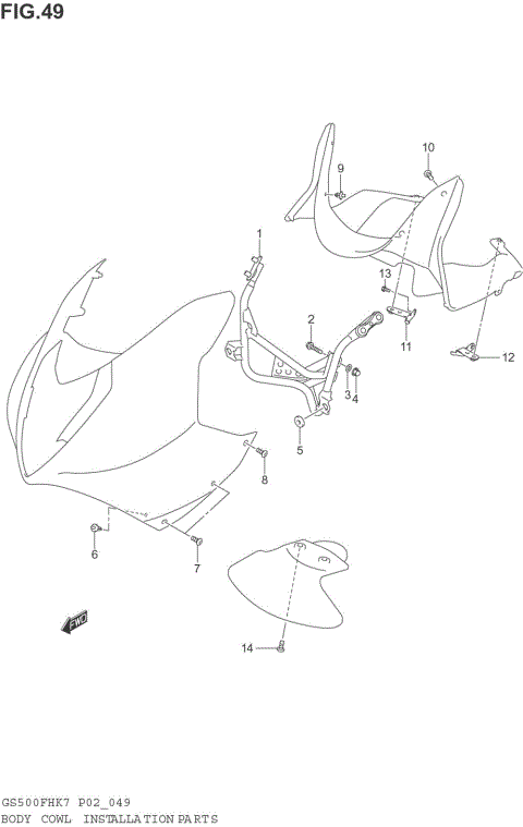 BODY CWL INSTALLATION PARTS  (GS500F)