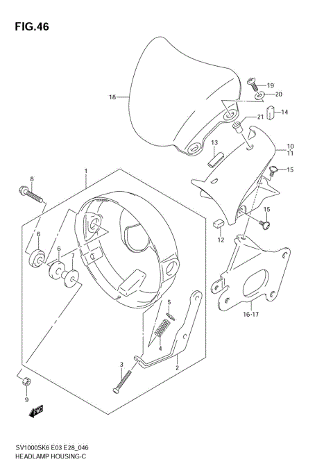 HEADLAMP HOUSING (SV1000K6 E33)