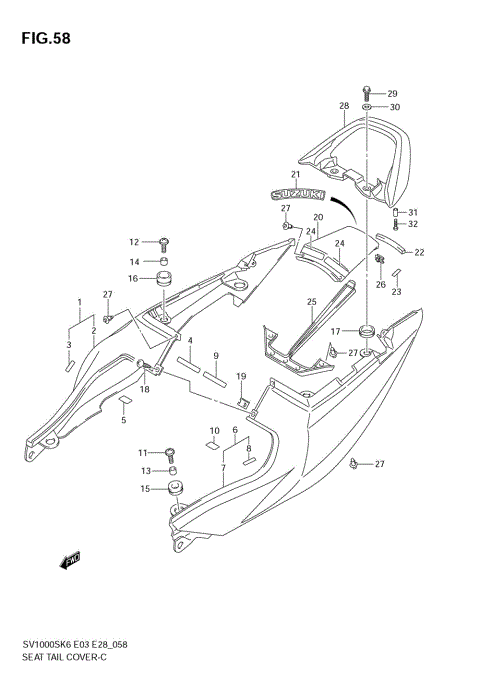SEAT TAIL COVER (SV1000SK6/SK7)