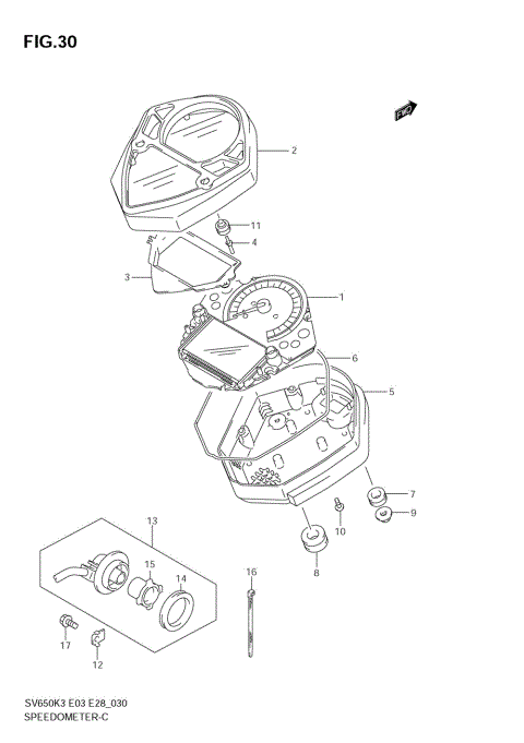 SPEEDOMETER (SV650SK3/SK4)