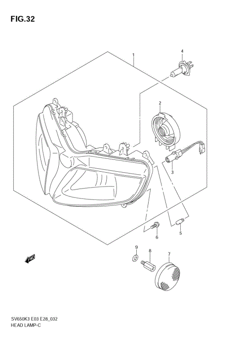 HEADLAMP (SV650SK3/SK4/SK5/SK6/SK7/SAK7)