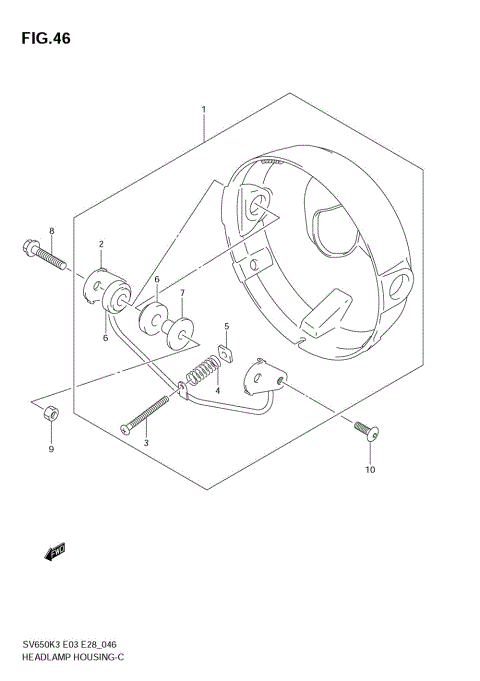 HEADLAMP HOUSING (SV650K3/K4)