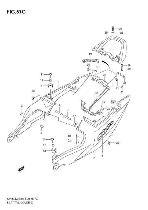 SEAT TAIL COVER (SV650K7/AK7)