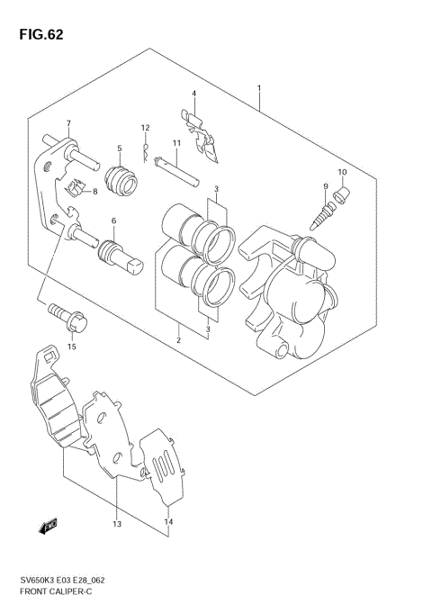 FRONT CALIPER (SV650K3/SK3/K4/SK4/K5/SK5/K6/SK6/K7/SK7)