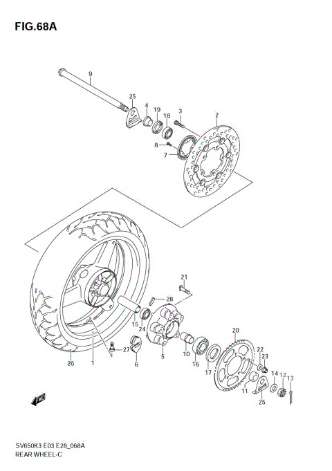 REAR WHEEL (SV650AK7/SAK7)