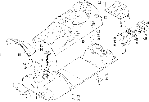 GAS TANK, SEAT, AND TAILLIGHT ASSEMBLY [86181]