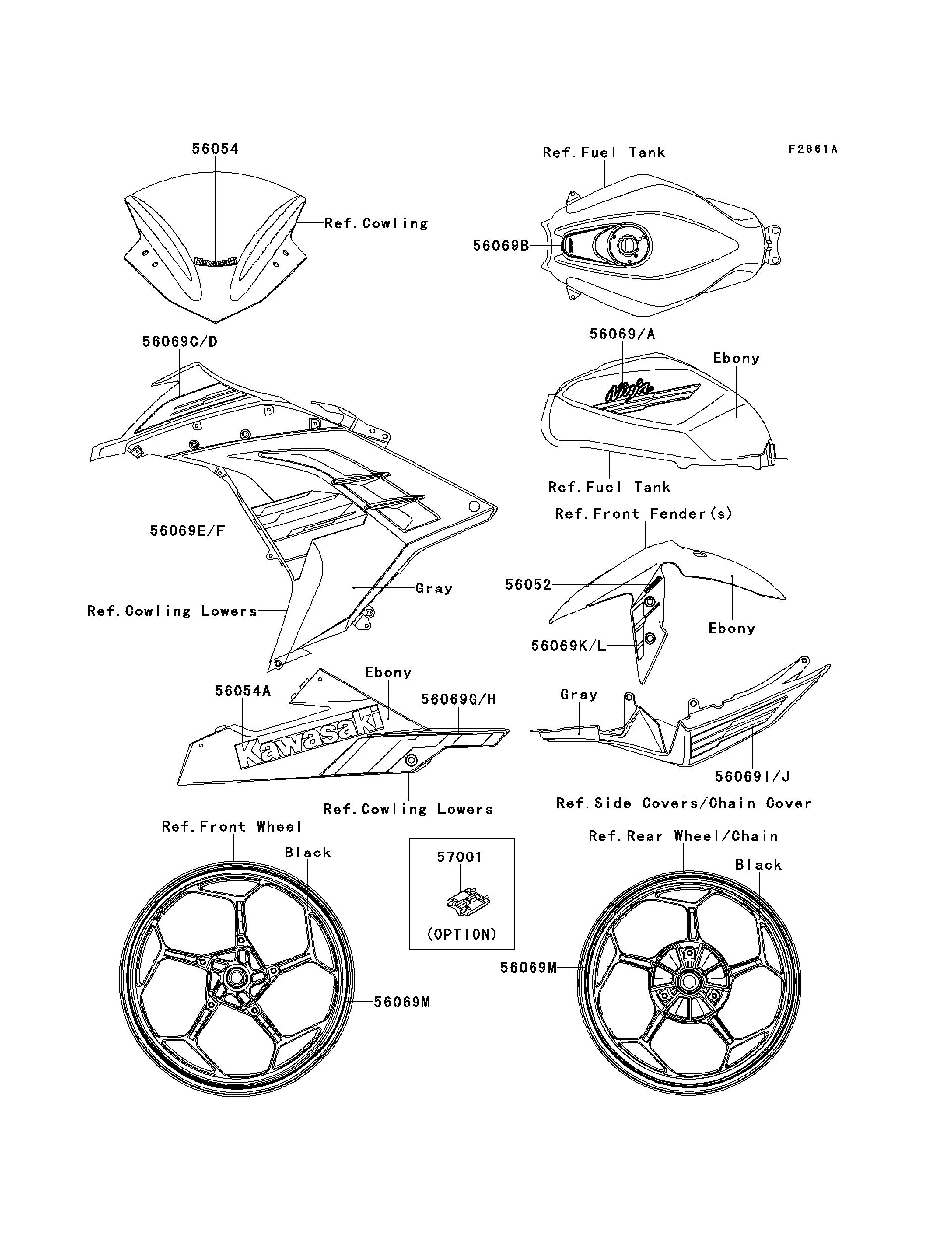 觀音13 Kawasaki Motorcycle 2024 OEM Parts Diagram for Decals