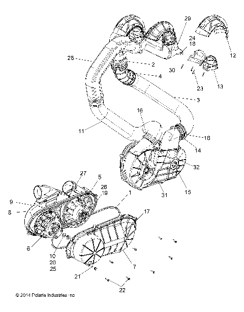 DRIVE TRAIN, CLUTCH COVER AND DUCTING - Z15VDE99AL (49RGRCLUTCHCVR151000AL)