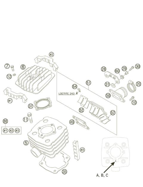 CYLINDER, CYLINDER HEAD 50 AC 2006 PART NUMBER