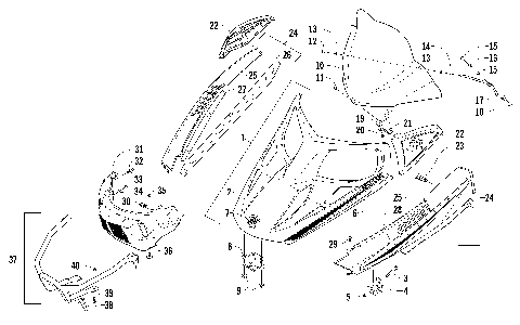 HOOD, WINDSHIELD, AND FRONT BUMPER ASSEMBLY [94848]