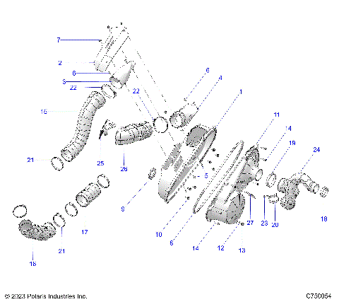 DRIVE TRAIN, CLUTCH COVER AND DUCTING - G25GME99 (C750054