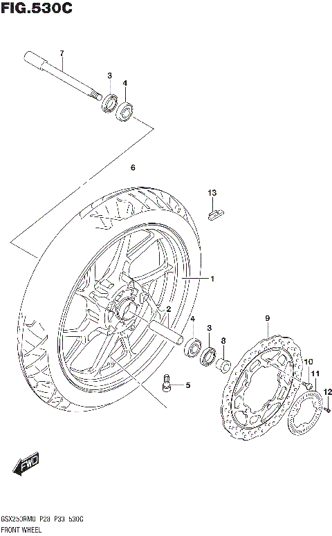 FRONT WHEEL (GSX250RAM0 P33)