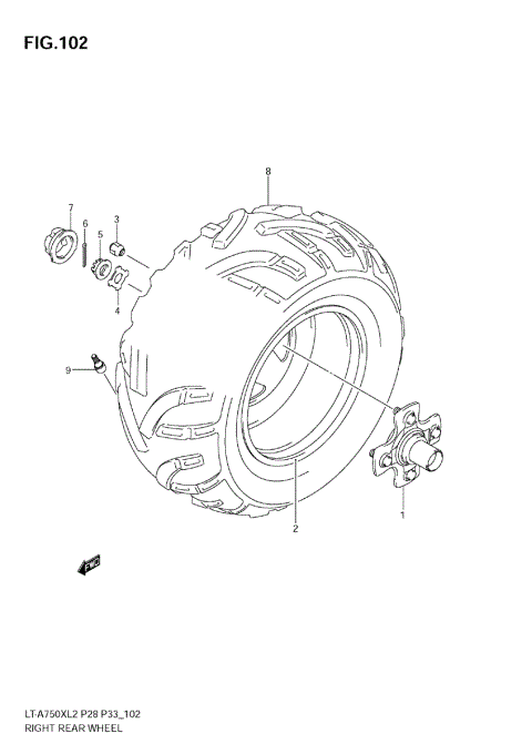 RIGHT REAR WHEEL (LT-A750XZ L2 E33)