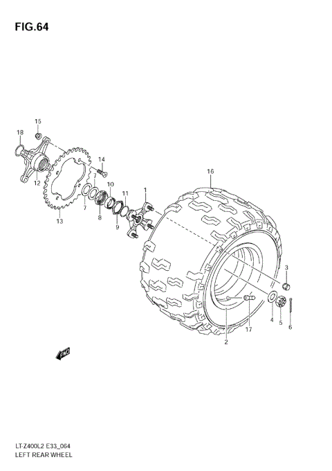 LEFT REAR WHEEL (LT-Z400ZL2)