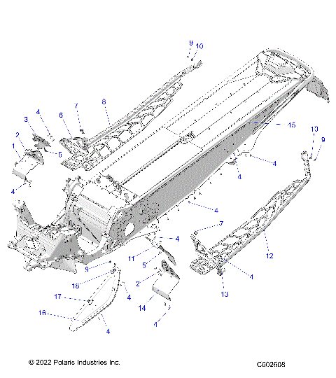 CHASSIS, CLUTCH GUARD, FOOTRESTS, and RUNNINGBOARDS - S24TLP8RS (C602279)