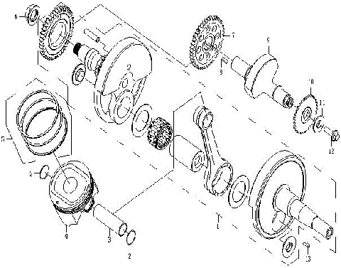 CRANKSHAFT, PISTON, BALANCER
