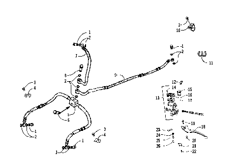 HYDRAULIC BRAKE HOSE AND HAND BRAKE ASSEMBLY [85449]