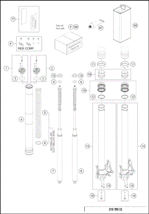 FRONT FORK DISASSEMBLED