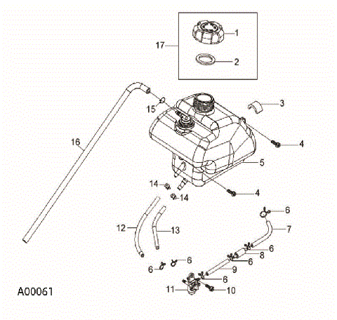BODY, FUEL TANK and HOSES - A17YAK05A4/A6 (A00061)