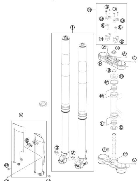 FRONT FORK, TRIPLE CLAMP           