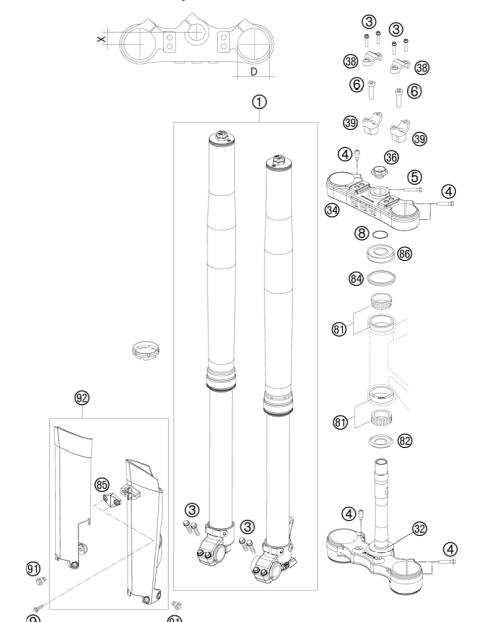 FRONT FORK, TRIPLE CLAMP           