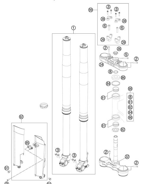FRONT FORK, TRIPLE CLAMP           