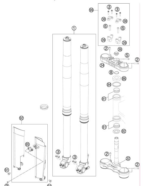 FRONT FORK, TRIPLE CLAMP           