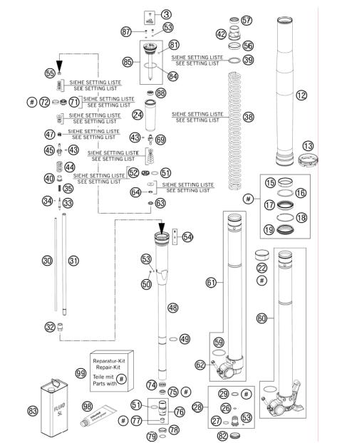 FRONT FORK DISASSEMBLED            