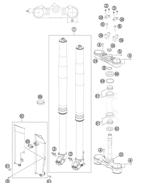FRONT FORK, TRIPLE CLAMP           