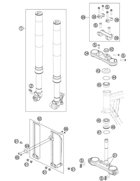 FRONT FORK, TRIPLE CLAMP           