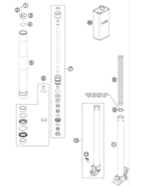 FRONT FORK DISASSEMBLED            