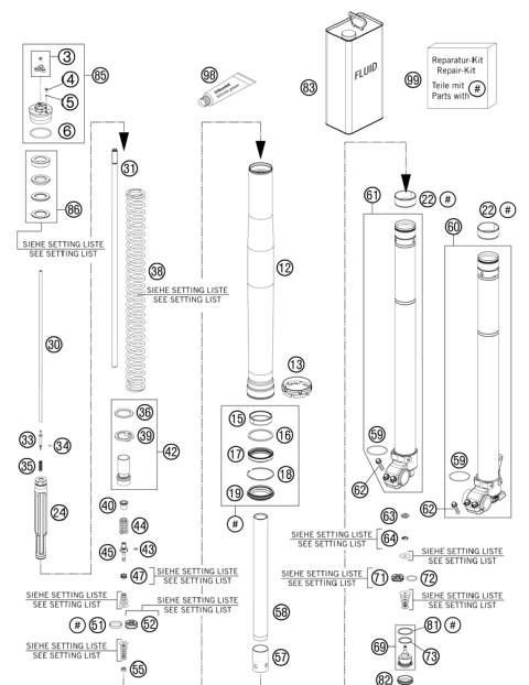 FRONT FORK DISASSEMBLED            