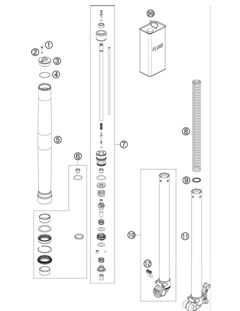 FRONT FORK DISASSEMBLED            