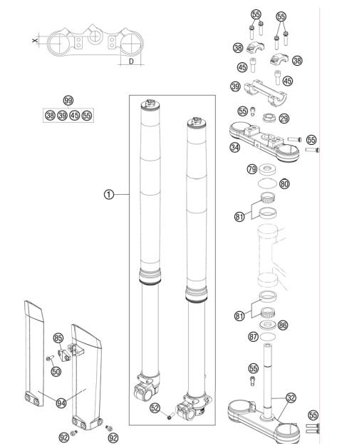 FRONT FORK, TRIPLE CLAMP           