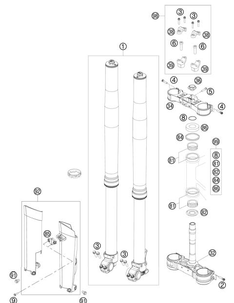 FRONT FORK, TRIPLE CLAMP           