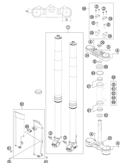 FRONT FORK, TRIPLE CLAMP           