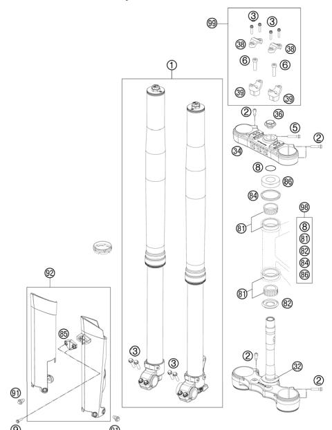 FRONT FORK, TRIPLE CLAMP           