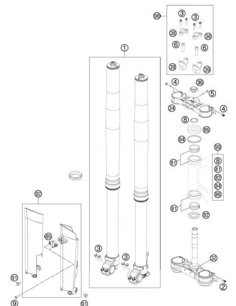FRONT FORK, TRIPLE CLAMP           