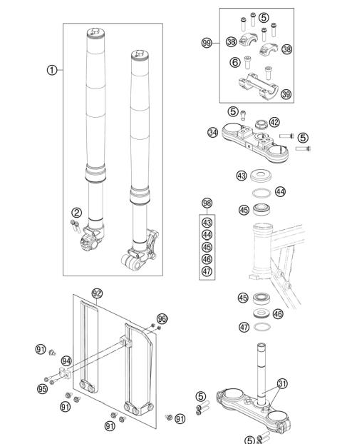 FRONT FORK, TRIPLE CLAMP           