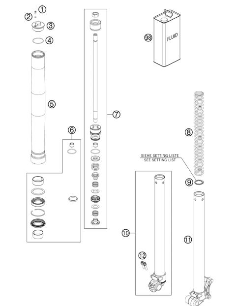 FRONT FORK DISASSEMBLED            