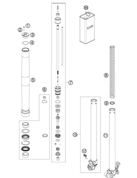 FRONT FORK DISASSEMBLED            