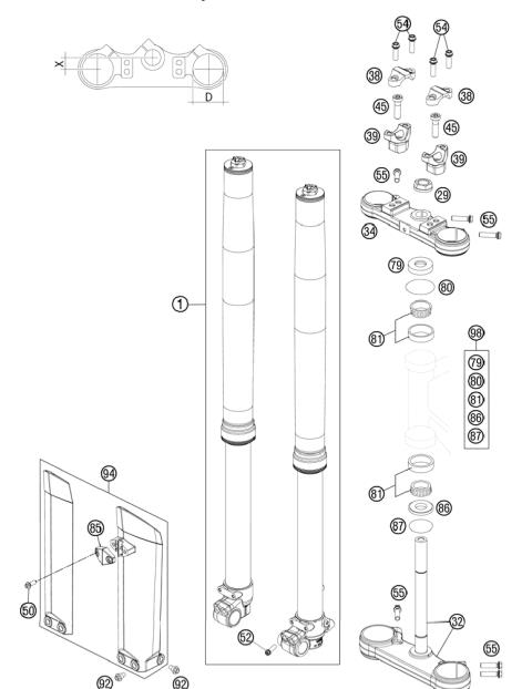 FRONT FORK, TRIPLE CLAMP           